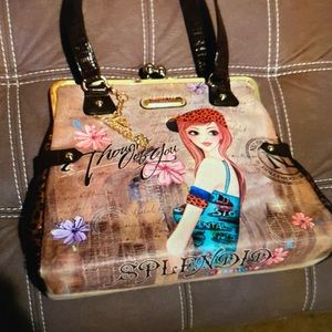 Nicole Lee Thoughts if You Large Print Kiss lock Purse